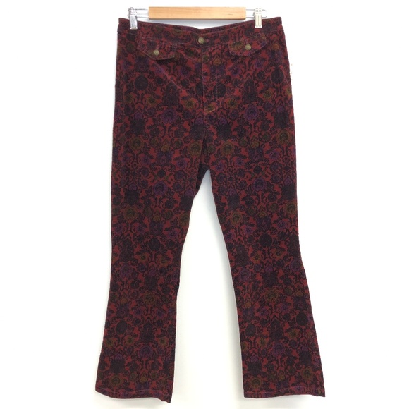 Free People Pants - Free People | Flare Corduroy Red Floral Pant High